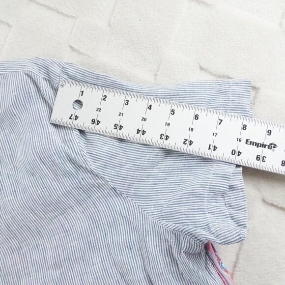 J.Jill Linen Button Up Top Womens Large Mix Media Floral Black Short Sleeve - Picture 8 of 10